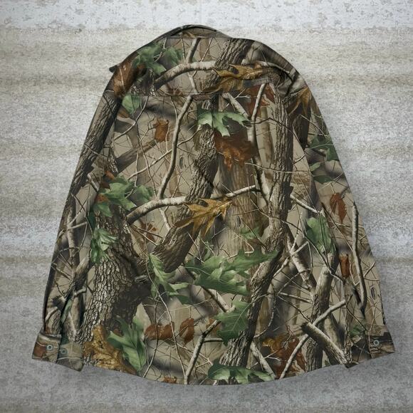 Vintage 90s Realtree Button Up Shirt Mens L Hunting Camo Polyester Long Sleeve - Picture 2 of 4